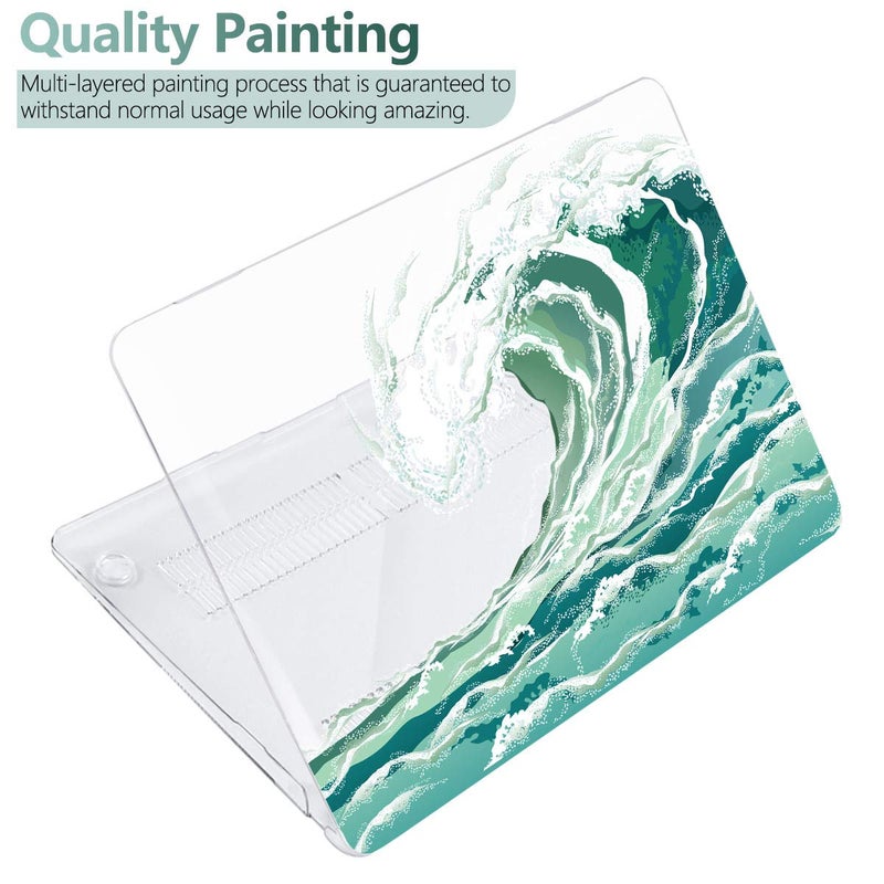 Batianda Case for MacBook Air 13 Inch M1 2020 2019 2018 Release Model A2337 A2179 A1932 with Retina & Touch ID,Pattern Clear Hard Case Shell Cover with Keyboard Cover & Screen Protector,Wave - Image 3